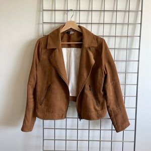 Brown Suede Moto Jacket - S/M for an oversized look